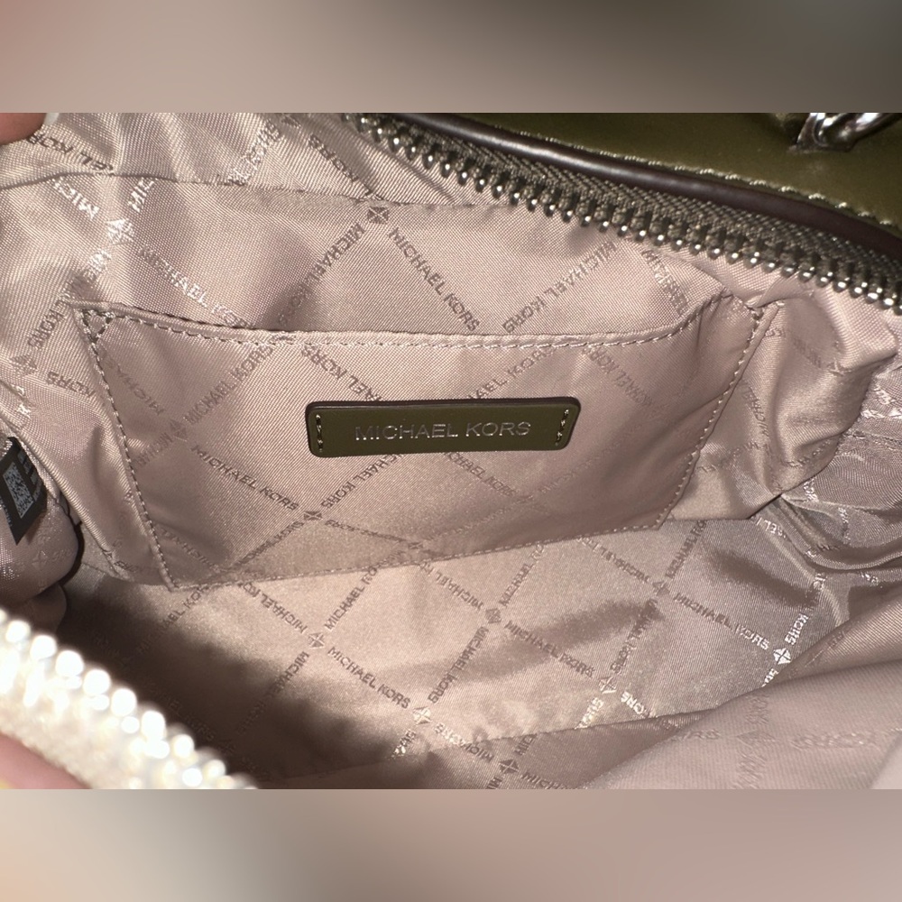 Michael Kors Olive Green Leather Crossbody with Silver Star Accents - Picture 5 of 5